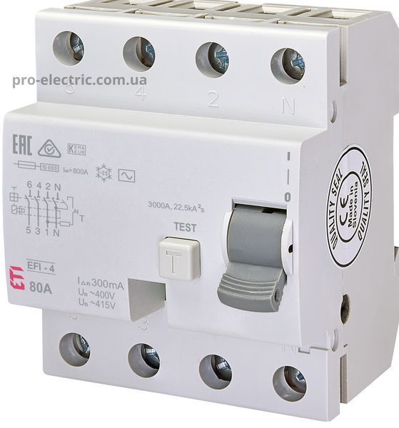 Реле диференційне (ПЗВ) EFI-4 80/0,3 тип AC (10kA) 2064145 фото