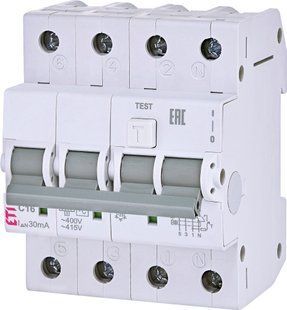 Диф. автоматичний вимикач KZS-4M 3p+N C 16/0,03 тип AC (6kA) 2174024 фото