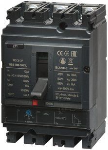 Автоматичний вимикач NBS-TMS 100/3L 100A (36kA, (0.8-1)In/фікс.) 3P 4673007 фото