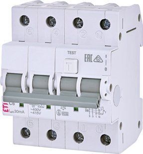 Диф. автоматичний вимикач KZS-4M 3p+N C 6/0,03 тип A (6kA) 2174921 фото
