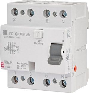 Реле диференційне (ПЗВ) 4р EFI-P4 16/0,5 тип A (10kA) 2061540 фото