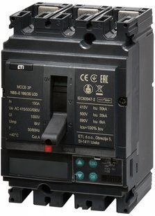 Автоматичний вимикач NBS-E 100/3S LCD 100A (50kA, (0.4-1)In/(1.5-12)In) 3P 4673049 фото